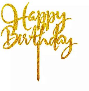 FUNCART Gold Golden Acrylic cake topper HAPPY BIRTHDAY for cake décor