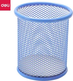 Deli 1 Compartments Metal Pen Holder Office Desk Organizer, Pen Stand Highlighter Marker Pen Pencil Scale Holder for Study Table