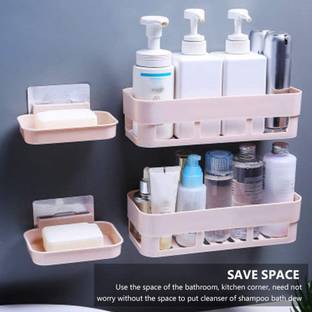 Creativen Bathroom Shelf Wall Mounted No Drill Storage Super Adhesive Bathroom Organizer