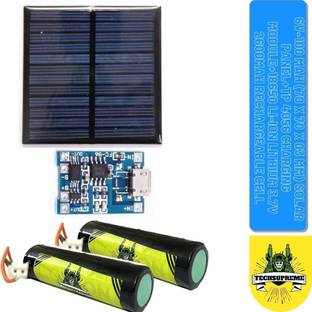 TechSupreme TP4056 Micro USB 5V 1A 18650 Lithium Battery Charger Module +70X706V100MA Solar Panel And 18650 Battery Electronic Components Electronic Hobby Kit