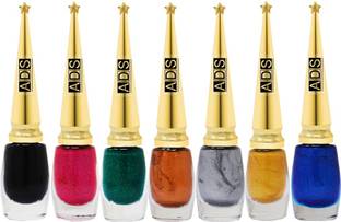 ADS Good Choice India Best Water Resistant Long-Lasting Glitter Eyeliner, Shade- Black 01 Pink 02 Green 03 Copper 04 Silver 05 Gold 06 & Blue 07, 6ml (ELNR101) 6 ml