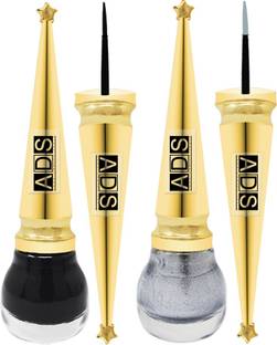 ADS Good Choice India Best Eye Liner, Water Resistant, Long-Lasting, Shade- Black 01, Silver-05, 5.5ml Each (ELNR102) 5.5 ml