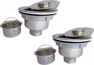 Kyari Stainless Steel 304 Extra Heavy 4 inch Sink Waste Coupling With Bucket /Jali ( SET OF 2 ) For Kitchen Sink / Wash Basin / Drain Flange Faucet