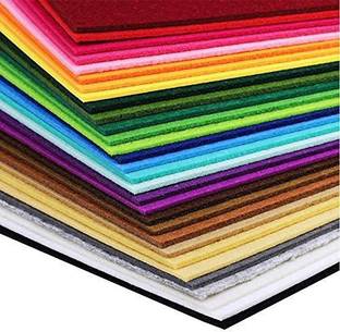 KRSNA ART Felt Sheets Stiff Felt Fabric Hard Felt Squares Craft Felt for Kids School DIY Crafts - 1 mm (Set 10 Colors, A4, Multicolour) Felt Sheet