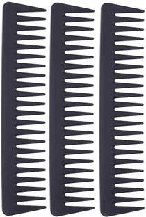 E-DUNIA Roll over image to zoom in 3 Pieces Wide Tooth Detangling Hair Comb Detangling Hair Comb Hair Styling Comb Set, Carbon Fiber Styling Cutting Comb Anti Static Heat Resistant Comb for Curly Straight Long Hair, Black