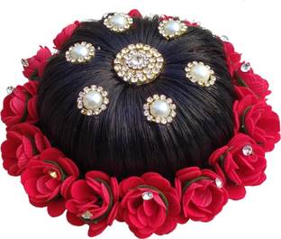 MX WOMEN HAIR STYLE Artificial Red Flower Juda, Hair Bun Awesome Look For Women And Girl� Bun