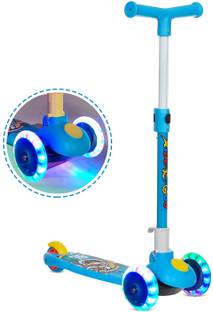 baby tone Kick 3 Adjustable Height, Foldable,Front Wheel Light & PVC Wheels for Kids BLUE