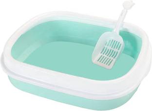 Pawwfect Imported Cat Litter Tray with Free Cat Litter Scooper - Prevents throwing of Cat Litter, Durable, Lightweight, Easy to Use and Reduces Odor, (Perfect Starter for Toilet Training Your Kitten - 18.5x15.35x5.11 Inches), (Rim/Semi Closed Style of Cat Litter Basin), Pet Litter Tray Refill