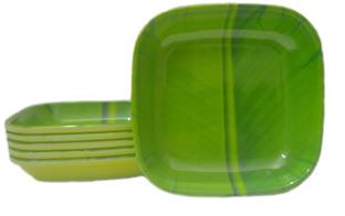 Laserbot Kela Patta Banana Leaf Round Half Round Plate Ice Cream Starters Serving Melamine Half Plate for All Occasions Ceramic Dessert Plate ( 8 Inch) Half Plate