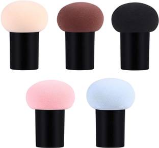 SKINPLUS 5pcs Foundation Sponge Powder Puff Mushroom Head Dry Wet Dual-use Cosmetic Sponge Face Puffs BB Cream Air Cushion Makeup Tools (Random Color)