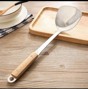 HEXONIQ 304 Stainless Steel Wok Spatula, [Rustproof, Durable, Heat Resistant] Plain Shovel Spatula Turner with Wooden Handle, Kitchen Utensil Cooking Shovel Spatula for Eggs, Omelets, Pancakes, Burgers or Other Foods (1 Pieces, Shovel) Lifting Spatula