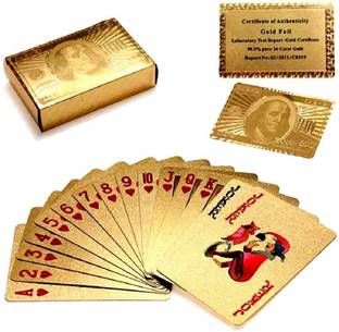 VikriDa Gold Plated Poker Playing Cards, Classic PVC Poker Table Cards Party & Fun Board Game