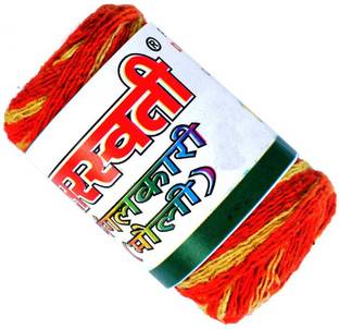 Hind Home Saraswati Mauli Kalawa Raksha Sutra Sacred Hindu Religious for Puja Pack of 10 (5 m Pack of10) Cotton Wick