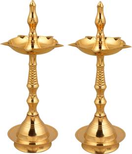 Kanpra Samy Collectibles Brass (Pack of 2) Table Diya Set