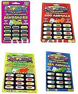 WHITE POPCORN Capsule Creatures / capsule creatures grow in water soft animal magic capsules, 48 different creatures Capsule Creature Gag Toy (PACK OF 4) GROW IN WATER Gag Toy
