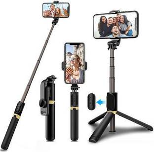 dilgona Mini Fashion Selfie Stick Tripod Stand Multi-functional Compact Selfie Stick with Non-Slip Tripod Bluetooth Remote Control 360 Degree Rotation Portable Sturdy Compatible with ALL SMART PHONE Travel Online Class Office Tripod 3 Axis Gimbal for Camera, Mobile