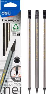 Deli Writing Drawing Sketching HB Solid Leads Pencil, Artist Grade Pencils, Pre-Sharpened Splinter Free Triangular Grip Non-Toxic Wood Free Pencils for Beginners, Students Art & Craft Macaron Poplar, Black Graphite Pencil, 2×22mm Tip 12 Pencil