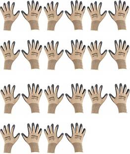 Frontier Brown Half-Dip Coating Gloves For Industrial & Construction Use (Pack of 11 Pairs) M Nitrile  Safety Gloves