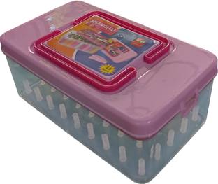 shivdooti 45 Reels Storage Box, Thread and Needles box for Tailoring Kit Home sewing Kit with Storage Tray for Needles, buttons, bobbins Inchtapes Etc. Sewing Kit
