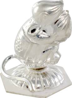 KMJ KMJ pure silver mouse(rat), mushak, ganeshji ki savari for home and gifting purpose (wt. 7 grams) डेकोरेटिव शोपीस  -  3 cm
