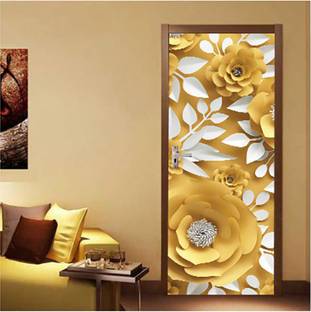Creative Print Solution 76.2 cm Sunflower design door sticker for door Self Adhesive Sticker