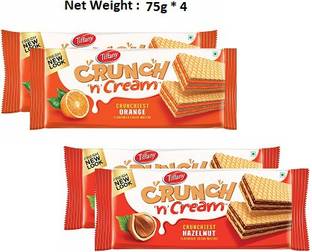 Tiffany Crunch n Cream Wafer - Orange and Hazelnut Flavour - 75g (Pack of 4)(Imported) Waffles