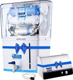 KENT Ace & Vegetable Cleaner 8 L RO + UV + UF + TDS Control + UV in Tank Water Purifier Suitable for all - Borewell, Tanker, Municipality Water