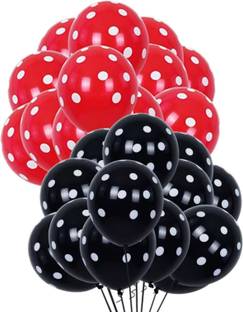 Dul Dul Printed Red,Black Polka balloons for birthday decoration 50 Pcs -Polka balloons pack of 25 pcs Black,25 pcs Red color for Birthday/Decoration/Party,Engagement,Baby Shower Decoration/Theme Party Balloon Balloon