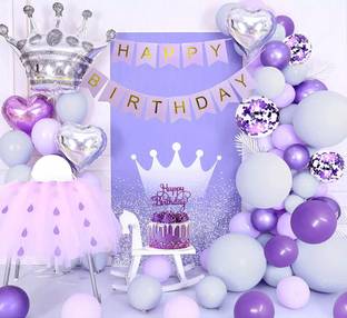 Party Propz Birthday Decorations Kit - 49Pcs Purple Happy Birthday Balloons For Decoration Kit for Girls, Purple Theme Happy Birthday Decoration Kit / Purple Birthday Decorations Kit For Adults