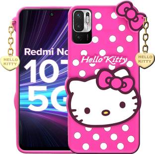 Rance Back Cover for Redmi Note 10T 5G - Hello Kitty Case | 3D Cute Doll | Soft Girl Back Cover with Pendant