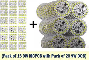 Rooprekha enterprises (PACK OF 15) 9w MCPCB With Pack of 20 DOB 220V AC Led Material Electronic Components Electronic Hobby Kit