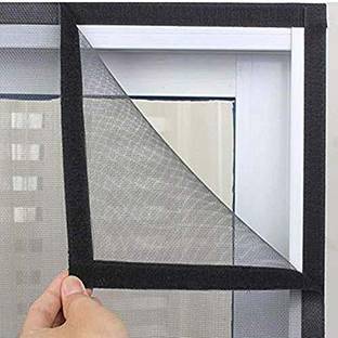 Iblay HDPE - High Density Poly Ethylene Adults Washable Insect Net, Black, PVC Window Mosquito Mesh Stitched Net Screen with Hook & Loop Tape 4X4 BLACK PVC Mosquito Net