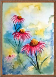 Loox Art Handmade Water Color Flower Painting for Wall, Living Room, Bedroom, Office, Home Decoration Watercolor 11 inch x 8 inch Painting