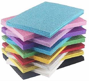 DSR Glitter Foam Sheet Sparkles 2 mm Thick 10 Different Color, for Art & Craft Unruled A4 100 gsm Coloured Paper
