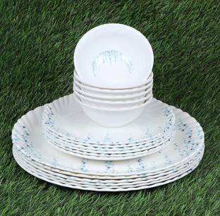 Golden Fish Unbreakable Round Full Size Dinner Plates (Set of 6) (GY-Pack of 6 Plate, 6 Soup Bowl, 6 Soup Spoon) Half Plate