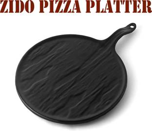 ZIDO (Pack of 1) Exclusive Classical Design Pizza Serving Platter/ Snacks Serving Platter/ Food Tray for Home, Restaurant, Hotels, Lounge, Bar, Cafeteria. Sizzler Tray