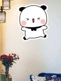 Pack Of 2(8*10 & 5*8 inch) cutee peach panda printed design sticker Paper Print