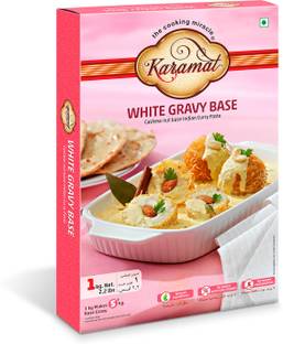 Karamat White Gravy Base (Veg, 1Kg. Mix, Upto 50* Servings), Ready to Cook White Sauce, Marination Masala, Sabji Masala, MYO, No Preservatives and Artificial Colours, Cashew Nut-Based Veg Cutlets