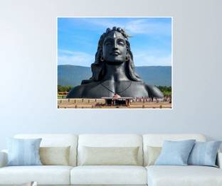 Asmi Collections 75 cm AdiYogi God Shiva Self Adhesive Wall Painting Self Adhesive Sticker