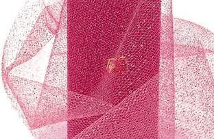 Tiptop Decoration Premium Net Fabric Mesh Glitter Cloth (5 Meters) (Width:-25 Inch) (Rani Pink)