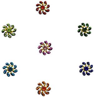 Comet Busters Fancy Round Bindis With Colorful Stone and Beads (BV1115) Forehead Multicolor Bindis