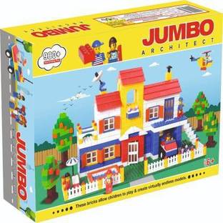 Sanchi Creation Multi Coloured 900+Pcs Mega Jumbo Architect Building Blocks with Attractive Blocks and Smooth Rounded Edges - Building Blocks for Kids as Well as Adults (900+ Blocks) - Blocks Game
