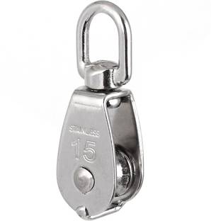 Vinayakart Stainless Steel Single Wheel Block Climbing Pulley (Silver)-M15 Climbing Pulley