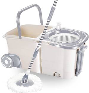 V-MOP Premium Double Twin Bucket Wheel Mop (( 6 Months Warranty on Rod Set )) Wet & Dry Mop