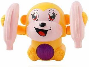 StarsOne New Dancing and Spinning Rolling Doll Tumble Monkey Toy Voice Control Banana Monkey Musical Educational Flash Light Activity Jumping Toy for Kids for Kids 3 Years,Tumbler Monkey