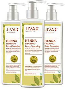 JIVA AYURVEDA Henna Shampoo - Restores Natural Colour of Hair - Prevents Greying of Hairs - 200 ml - Pack of 3