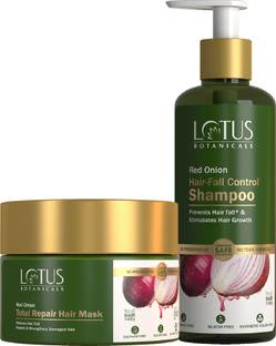 Lotus Botanicals Strength Restore Hair Combo | Red Onion Shampoo & Hair Mask Combo Pack