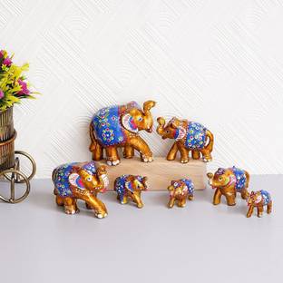 Brothers Creation HandCrafted Set of 7 Elephant For Home Decor And Gift Purpose Decorative Showpiece  -  12.5 cm