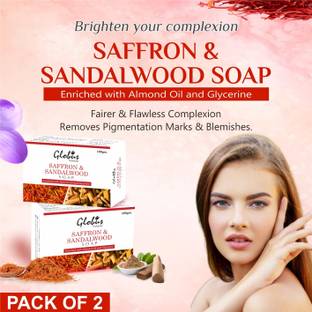 Globus Naturals Saffron & Sandalwood Soap For Glowing Skin Enriched with Almond Oil Aloe Vera and Glycerin