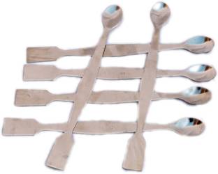 THE LABWORLD spatula spoon 20 cm long for laboratory use with flat and curved face Stainless Steel Measuring Spoon Set